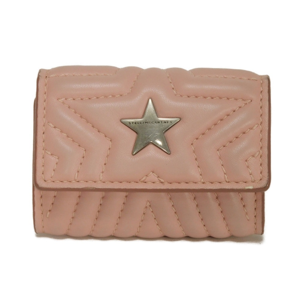 Stella McCartney ステラマッカートニー ステラスター 4連 キーホルダー エコレザー ヴィーガンレザー パステル スナップボタン キルティング アルターナッパ ベビーピンク キーケース 529384 W8214