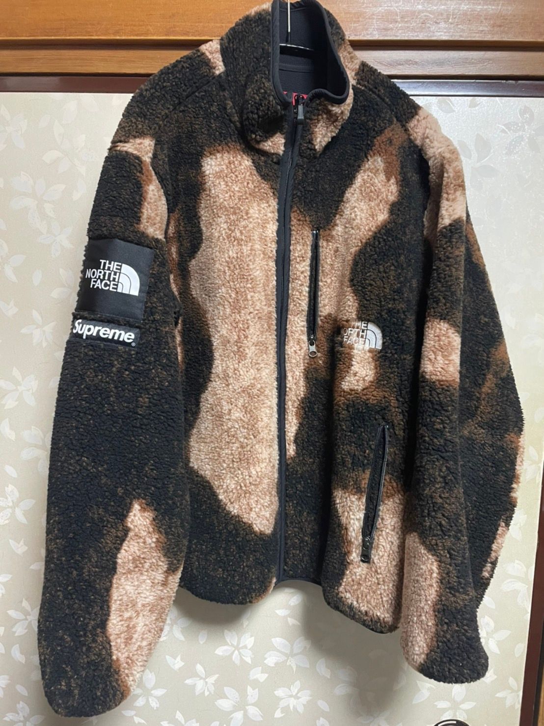Supreme x The North Face Bleached Denim Print Fleece Jacket "Black"