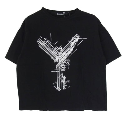 Yohji Yamamoto ヨウジヤマモト Tシャツ GR-T52-070 Ground Y グラウンドワイ ベーシック ビッグカットソー 半袖 Tシャツ ブラック系 2【中古】