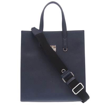 エム・シー・エム 2WAY レザー ネイビー ハンドバ