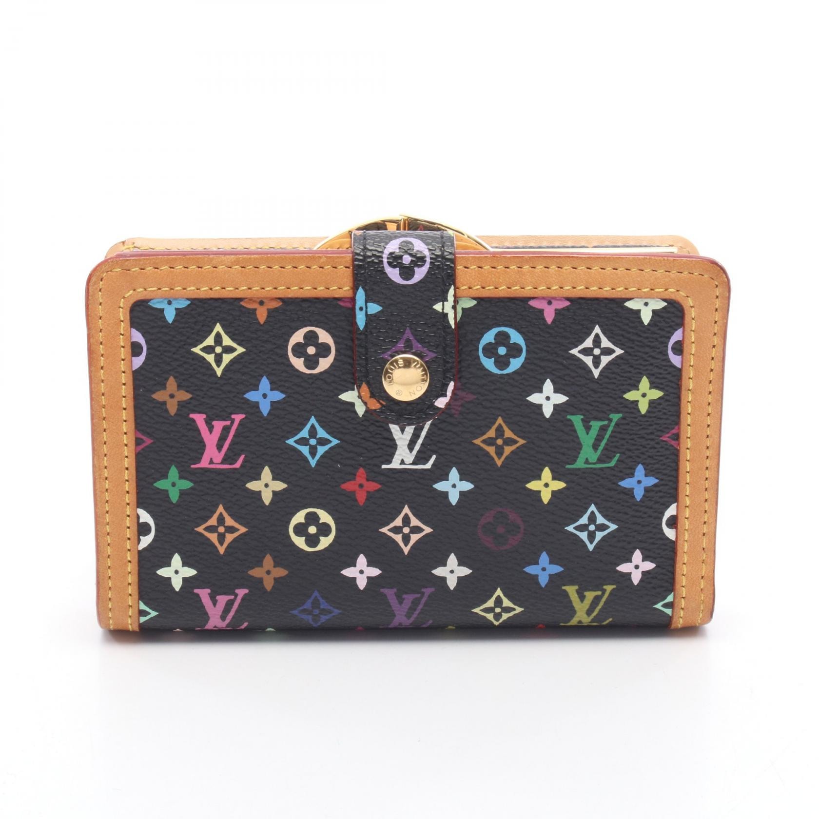 ルイ・ヴィトン LOUIS VUITTON ポルトフォイユ ヴィエノワ 二つ折り財布 財布 レザー PVCコーティングキャンバス PVC モノグラム・マルチカラー ノワール レディース ブラック系 M92988 【中古】