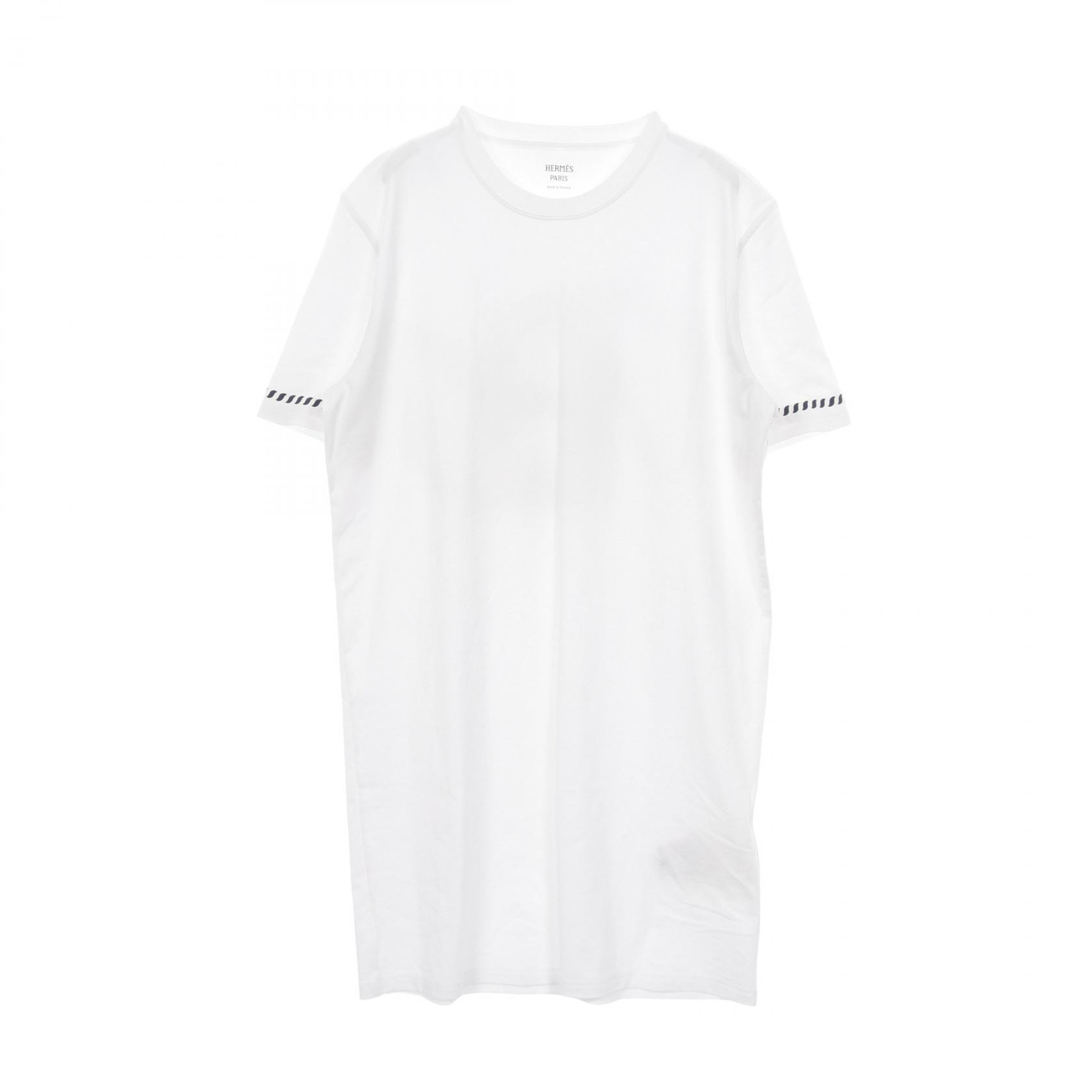 エルメス HERMES カルトゥッシュ Tシャツ ワンピース 衣料品 トップス コットン ホワイト レディース ホワイト系 / ネイビー系 3E4508DL 【中古】