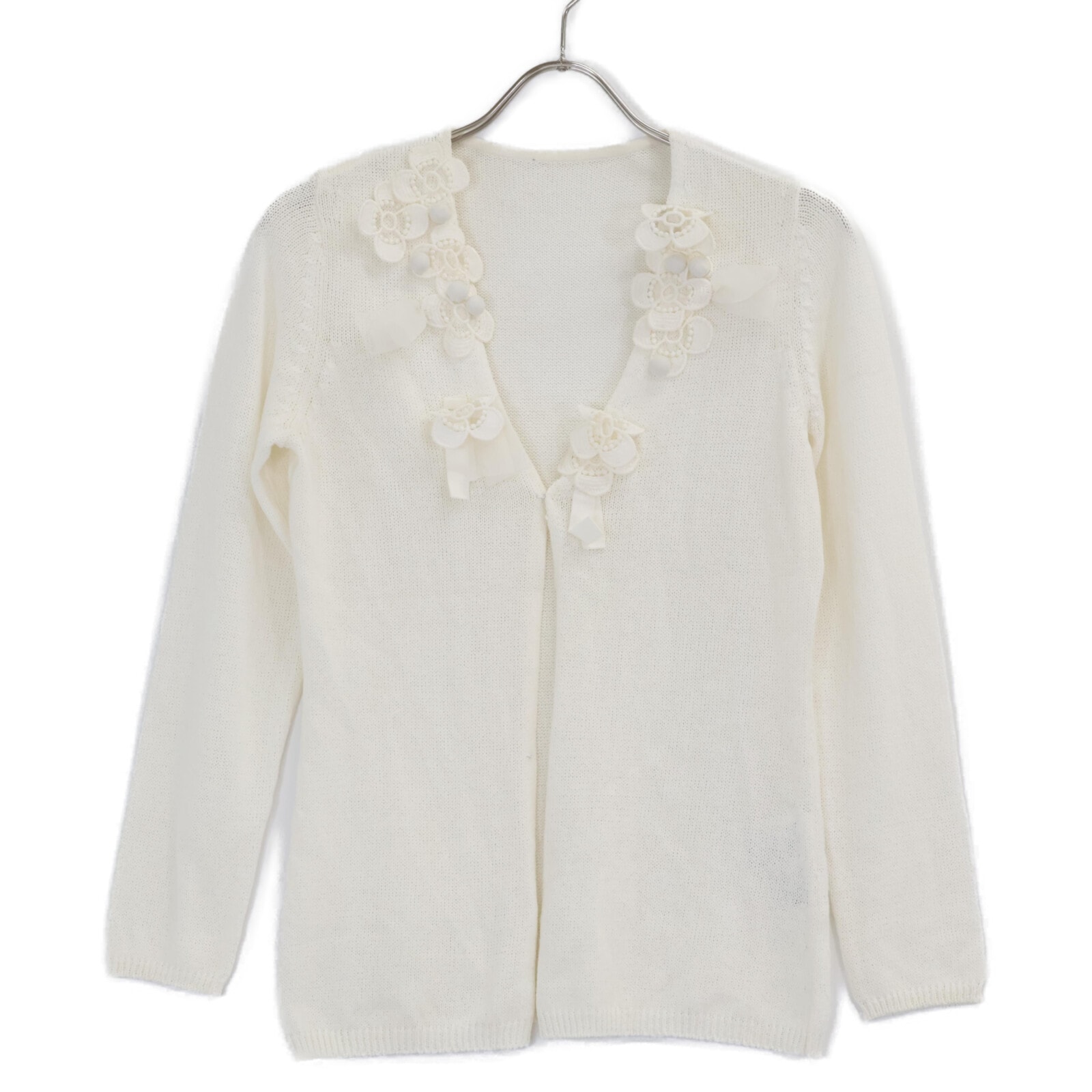 ランバン 【美品】2322809 リネン混 フラワーモチーフ カーディガン/ ※サイズの記載はございません。
