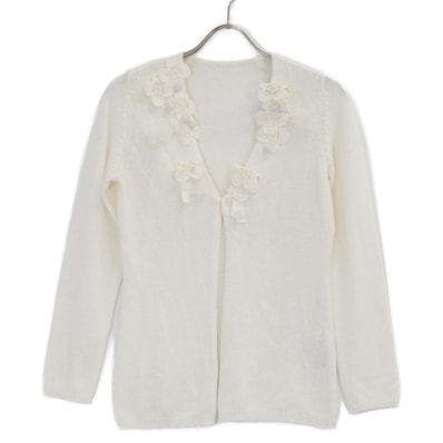 ランバン 【美品】2322809 リネン混 フラワーモチーフ カーディガン/ ※サイズの記載はございません。