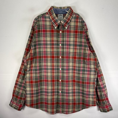 古着 ブルックスブラザーズ Brooks Brothers 長袖シャツ ボタンダウン L ベージュ系 チェック メンズ