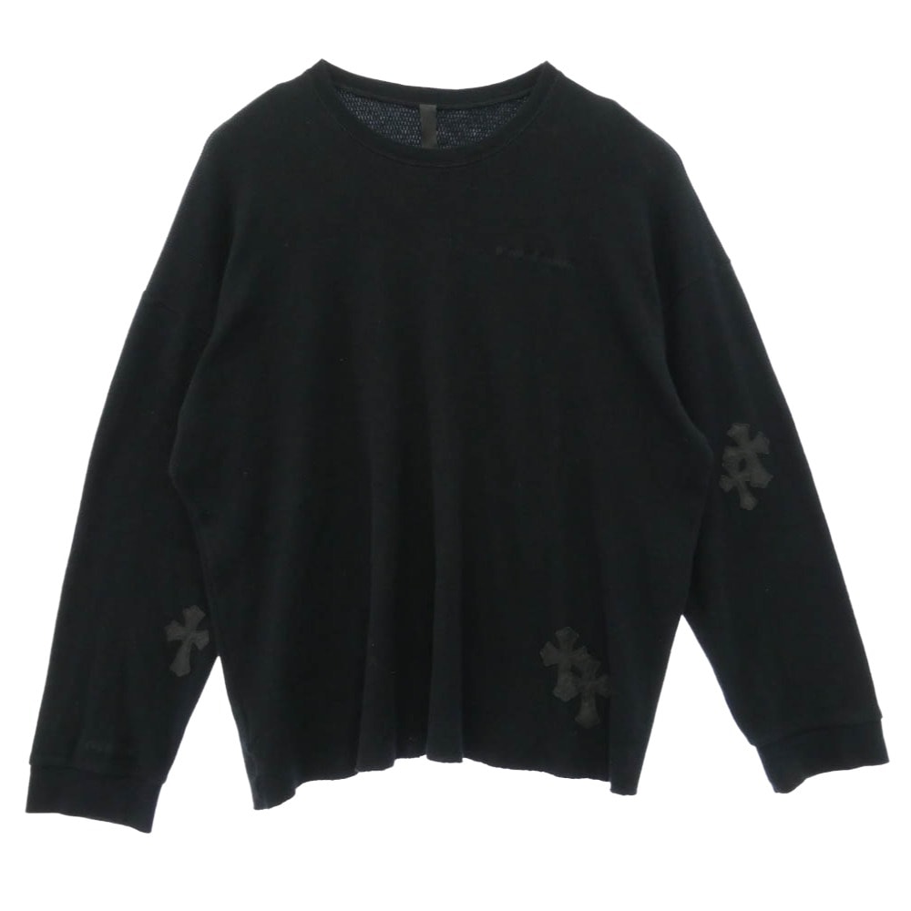 CHROME HEARTS クロムハーツ(原本無) Y NOT クロスパッチ付き サーマル 長袖 カットソー ブラック系 XL【中古】