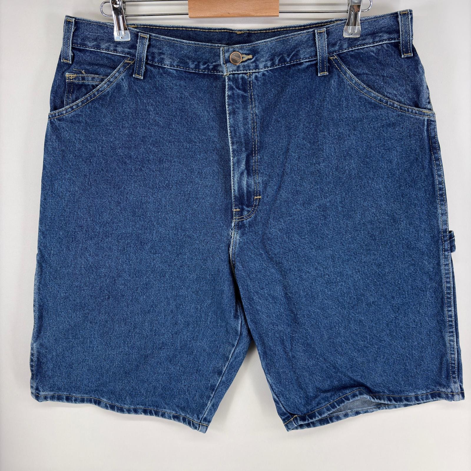 古着 ディッキーズ Dickies デニム パンツ ペインター ワンポイントロゴ ショートパンツ ジップ ハンマーループ w38 ブルー系 メンズ