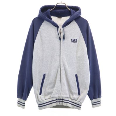 adidas 70s 80s 長袖 ツートンカラー ラグラン ワンポイント刺繍 ジップパーカー