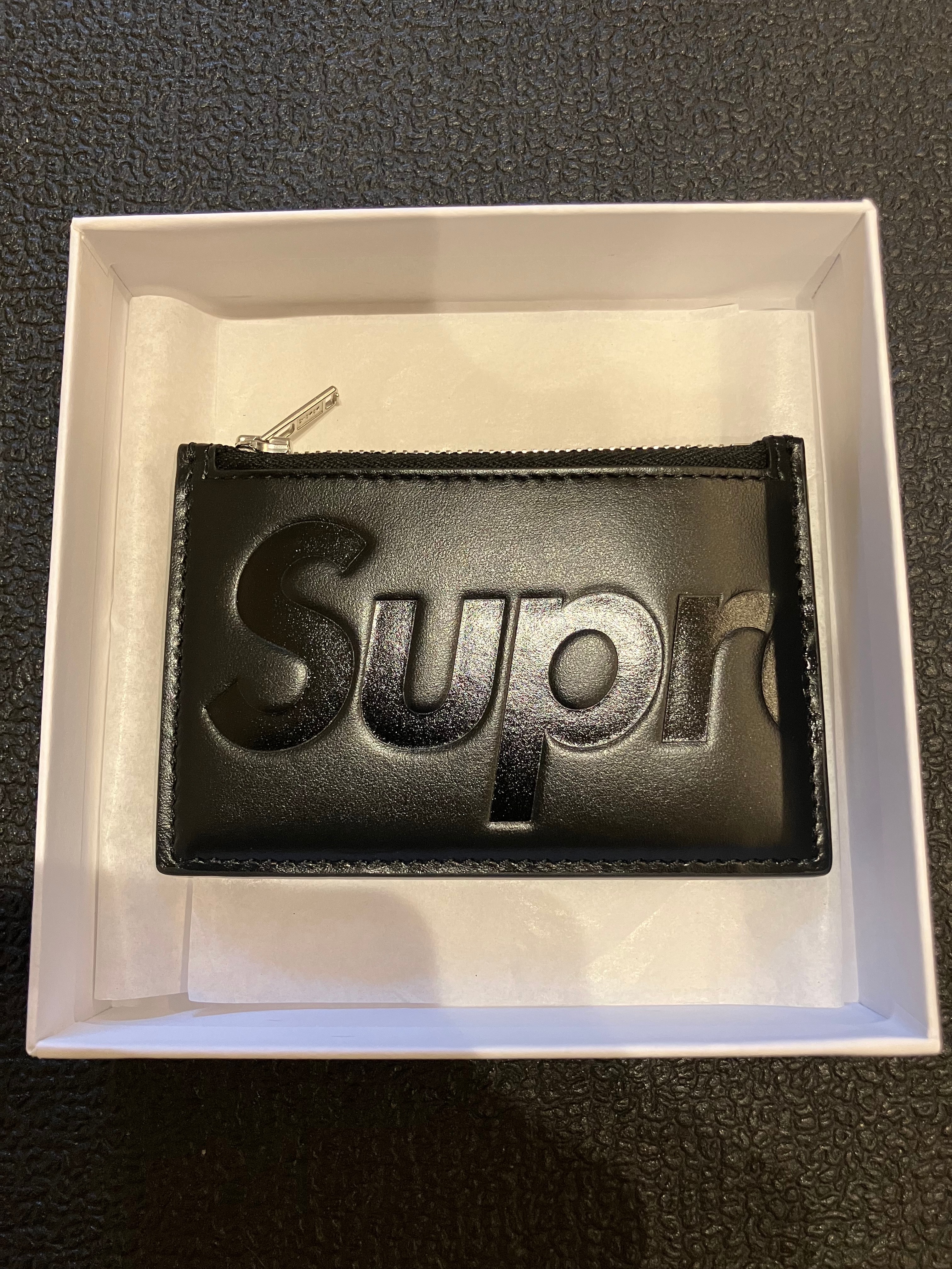 Supreme Leather Zip Card Holder (25SS) "Black"