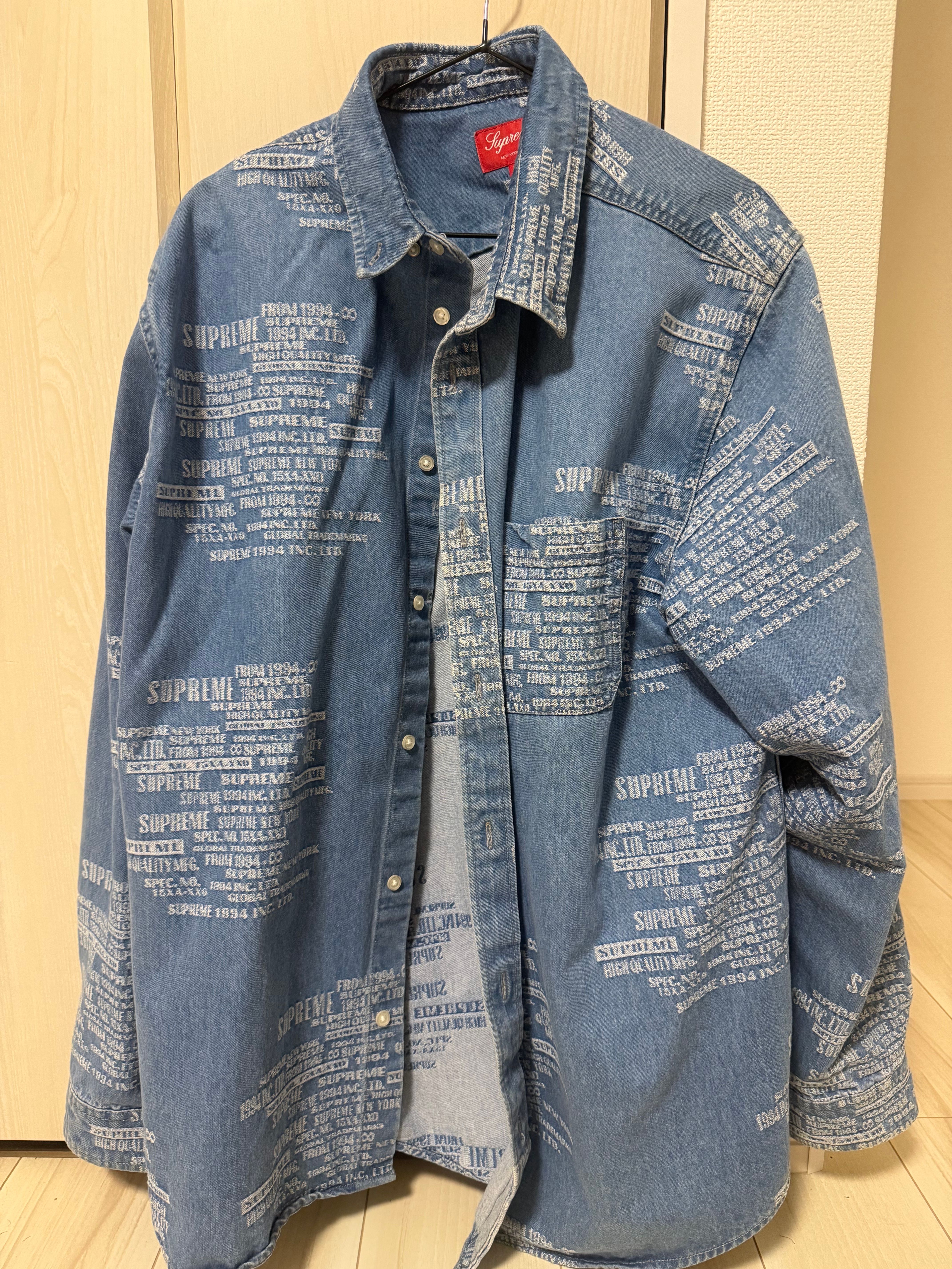 Supreme Trademark Jacquard Denim Shirt "Washed Blue"