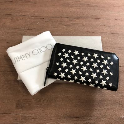 Jimmy Choo Carnaby Zippy Wallet "Black/White"