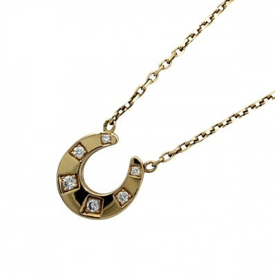 HERMES エルメス ネックレス ホースシュー アクセサリー ジュエリー 18金YG Au750 K18イエローゴールド ダイヤモンド レディース 約7.4g【中古品】