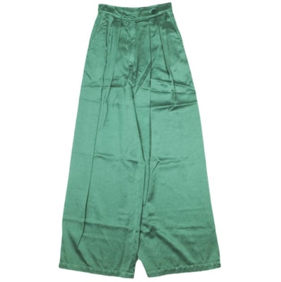新品 DRIES VAN NOTEN ドリスヴァンノッテン 22AW PAMPLONA 5286 W.W. PANTS 2タックバギーパンツ 222-010925-5286-611 34 EMERALD GREEN 定価77,000円 ワイド ボトムス