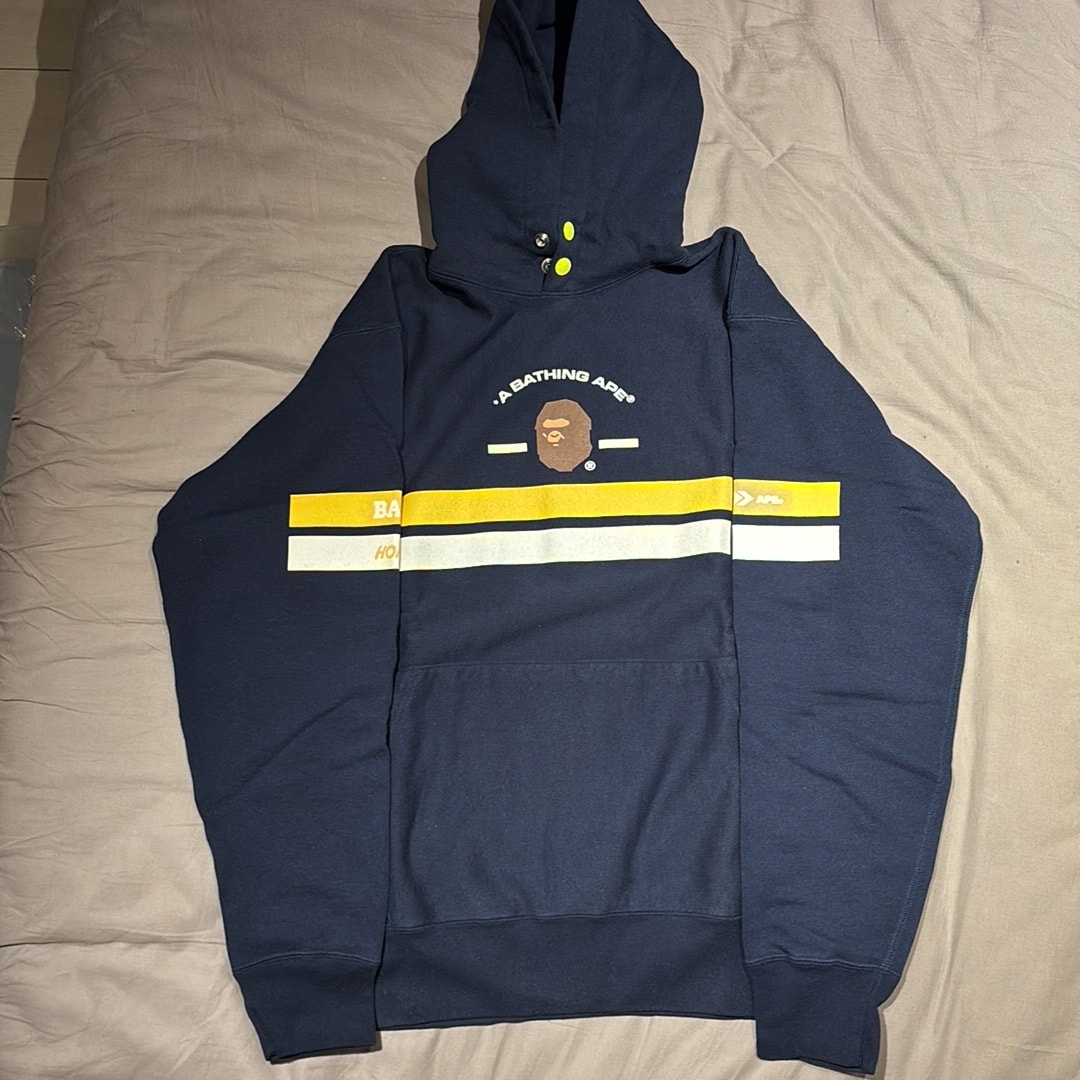 極希少・デッドストック】BATHING APE 初期型 スナップボタン ラインロゴ プルオーバーパーカー