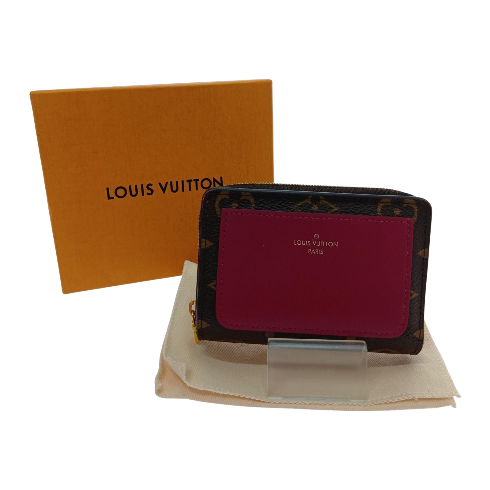 □□LOUIS VUITTON ルイヴィトン ポルトフォイユ・ルーモノグラム M82377 ブラウン×ピンク