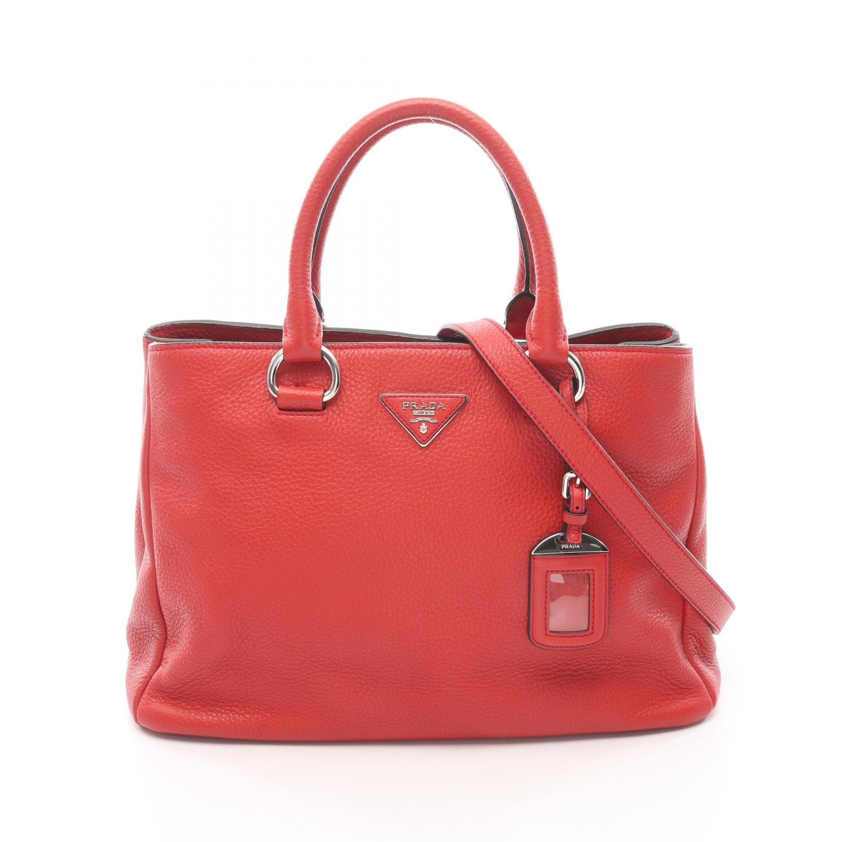 プラダ PRADA VIT.DAINO ハンドバッグ バッグ レザー レディース レッド系 【中古】