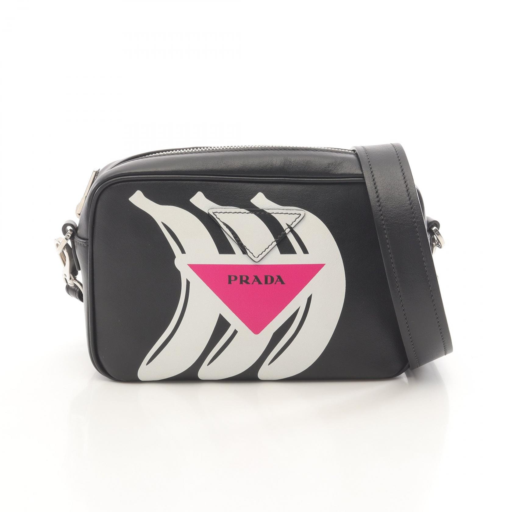 プラダ PRADA ショルダーバッグ バッグ レザー レディース ブラック系 / ホワイト系 / ピンク系 【中古】