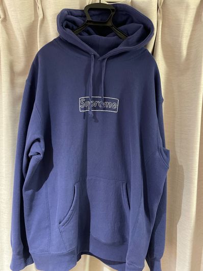 Supreme KAWS Chalk Logo Hooded Sweatshirt "Washed Navy"(2021)