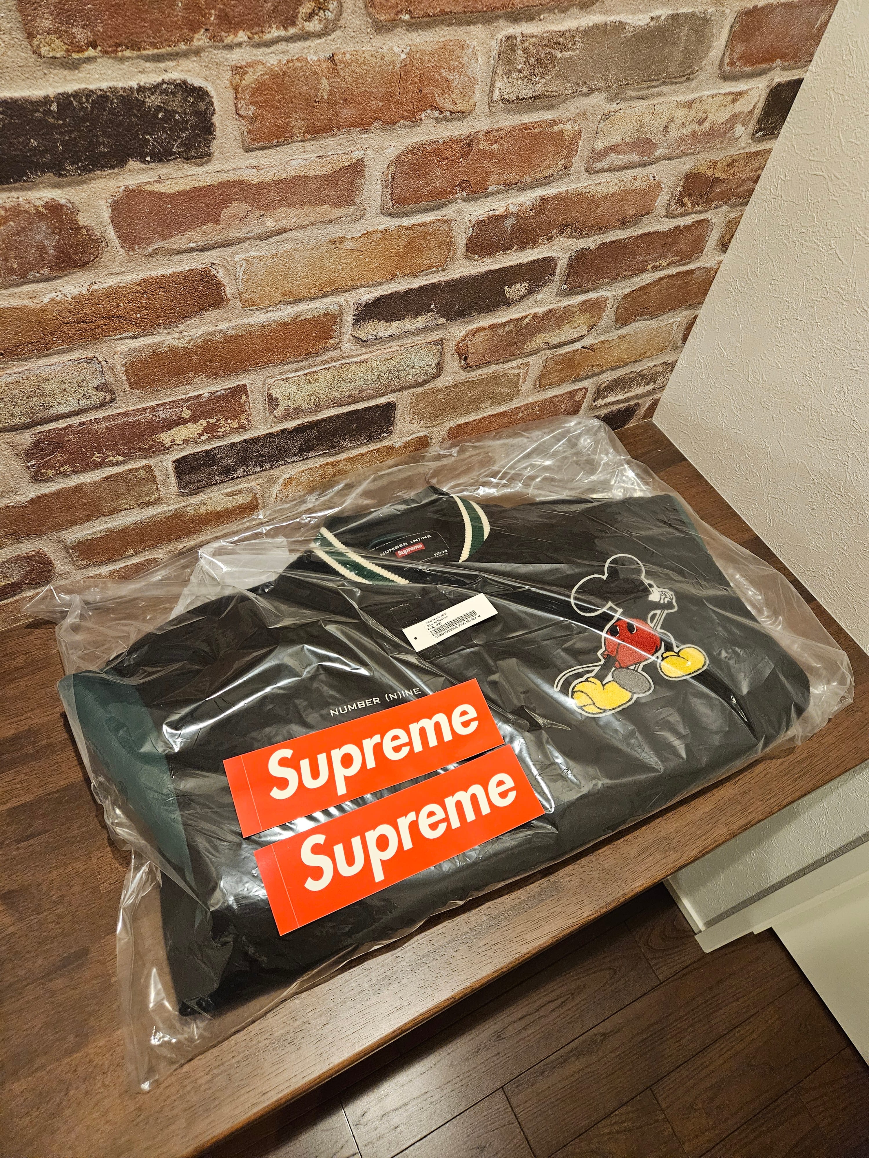 Supreme x Number (N)ine x Mickey Mouse Varsity Jacket "Black"