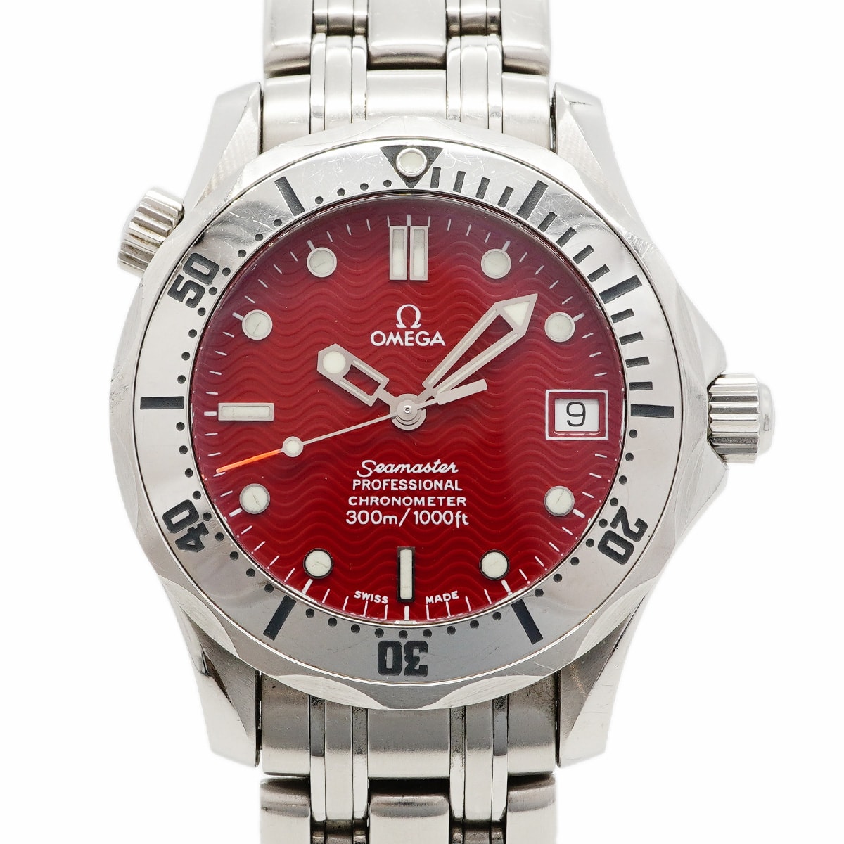 ★SALE【6wec0252】オメガ シーマスター 丸井限定 2552.61 赤文字盤【中古】腕時計 ボーイズ