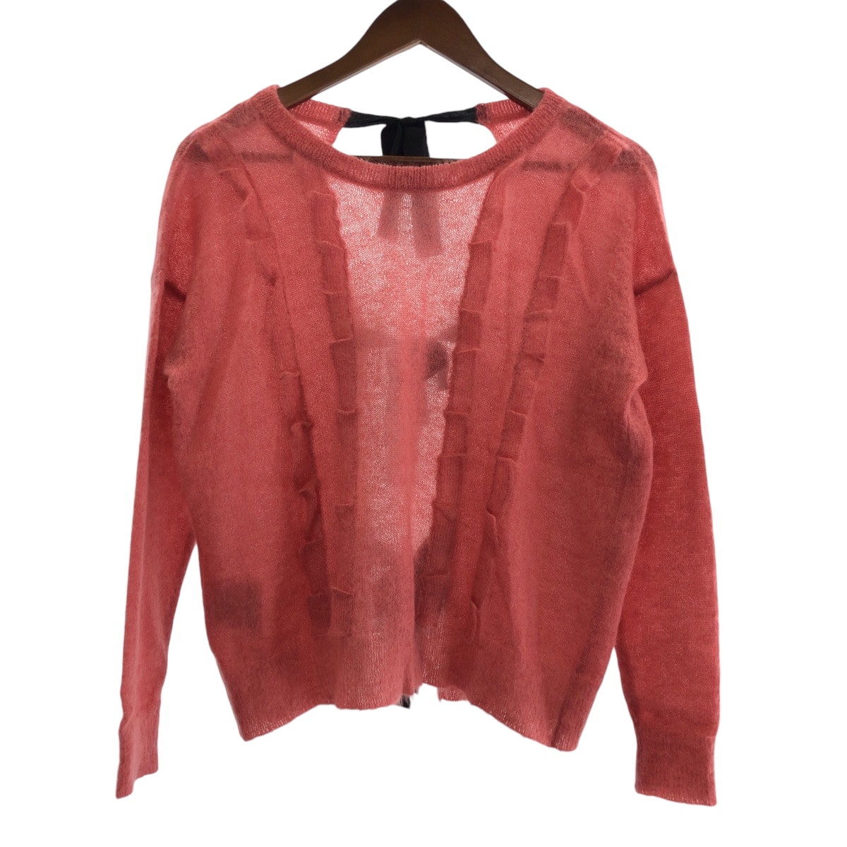 美品 MIUMIU ミュウミュウ リボン サイズ36 ピンク ブラック ウール セーター ニット 506435 【中古】