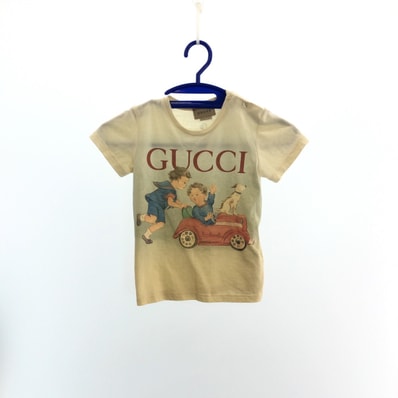 美品 GUCCI グッチ GUCCI×ピーターラビット サイズ24 ベビー ライトベージュ マルチカラー コットン 半袖Tシャツ 男女兼用 603193 【中古】