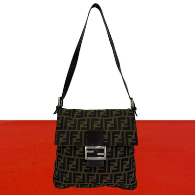 FENDI フェンディ ズッカ FF 柄 キャンバス レザー ショルダーバッグ ブラウン
76084