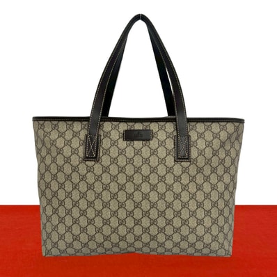 GUCCI グッチ GG ロゴ 柄 レザー ポリウレタン トートバッグ ブラウン
5953a