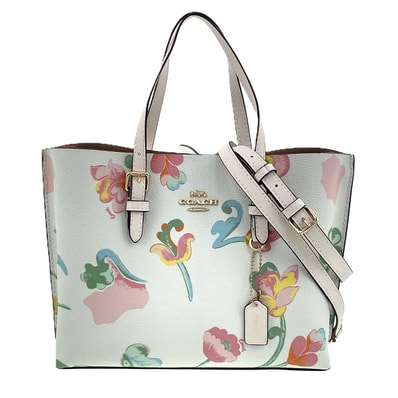 COACH コーチ チョーク モリー トート 25 ドリーミー ランド フローラル プリント トートバッグ C8217 アイボリー マルチカラー パステル レディース【中古】