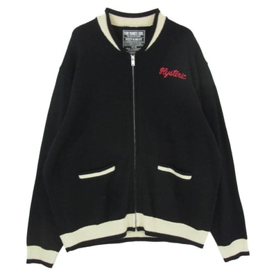 HYSTERIC GLAMOUR ヒステリックグラマー 02253NJ01 BORED MICHIGAN ニット ブルゾン ジャケット ブラック系 L【中古】