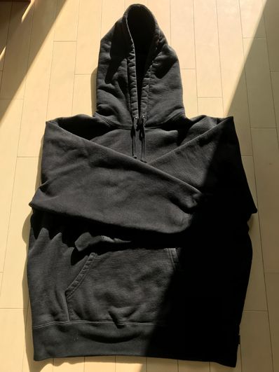 Supreme Satin Applique Hooded Sweatshirt "Black"