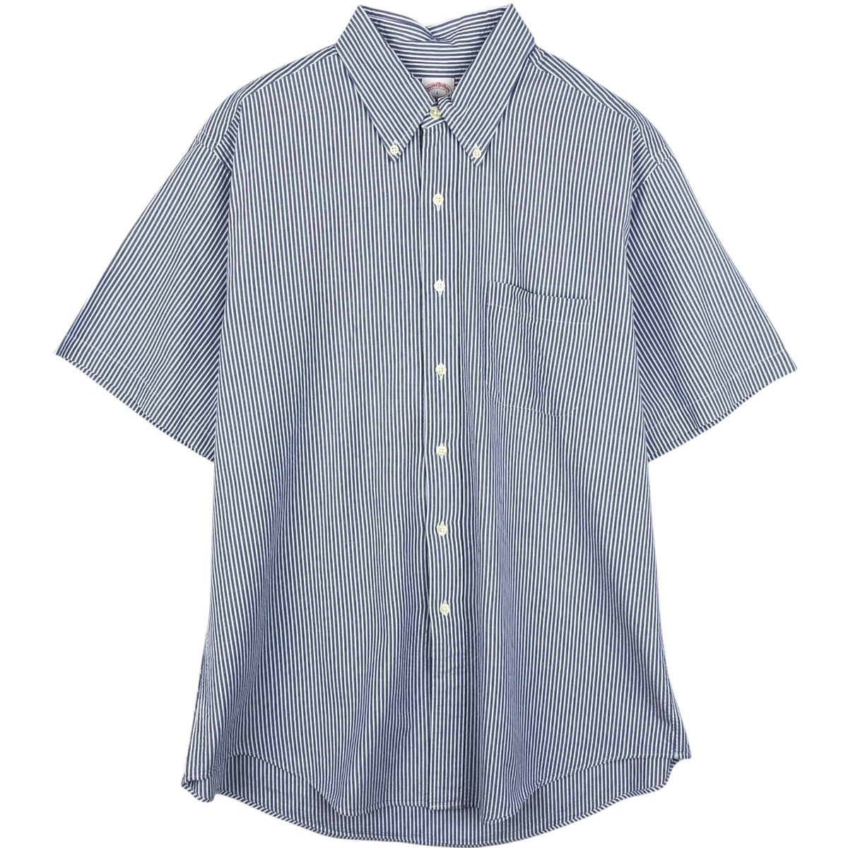 古着 ブルックスブラザーズ Brooks Brothers 346 シアサッカー 半袖 ボタンダウン ストライプシャツ メンズL相当/eaa644946
