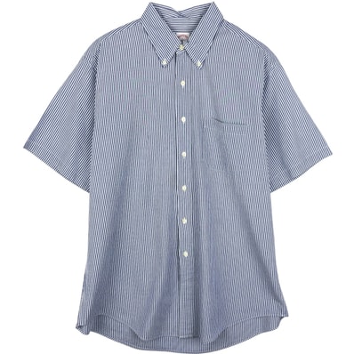 古着 ブルックスブラザーズ Brooks Brothers 346 シアサッカー 半袖 ボタンダウン ストライプシャツ メンズL相当/eaa644946