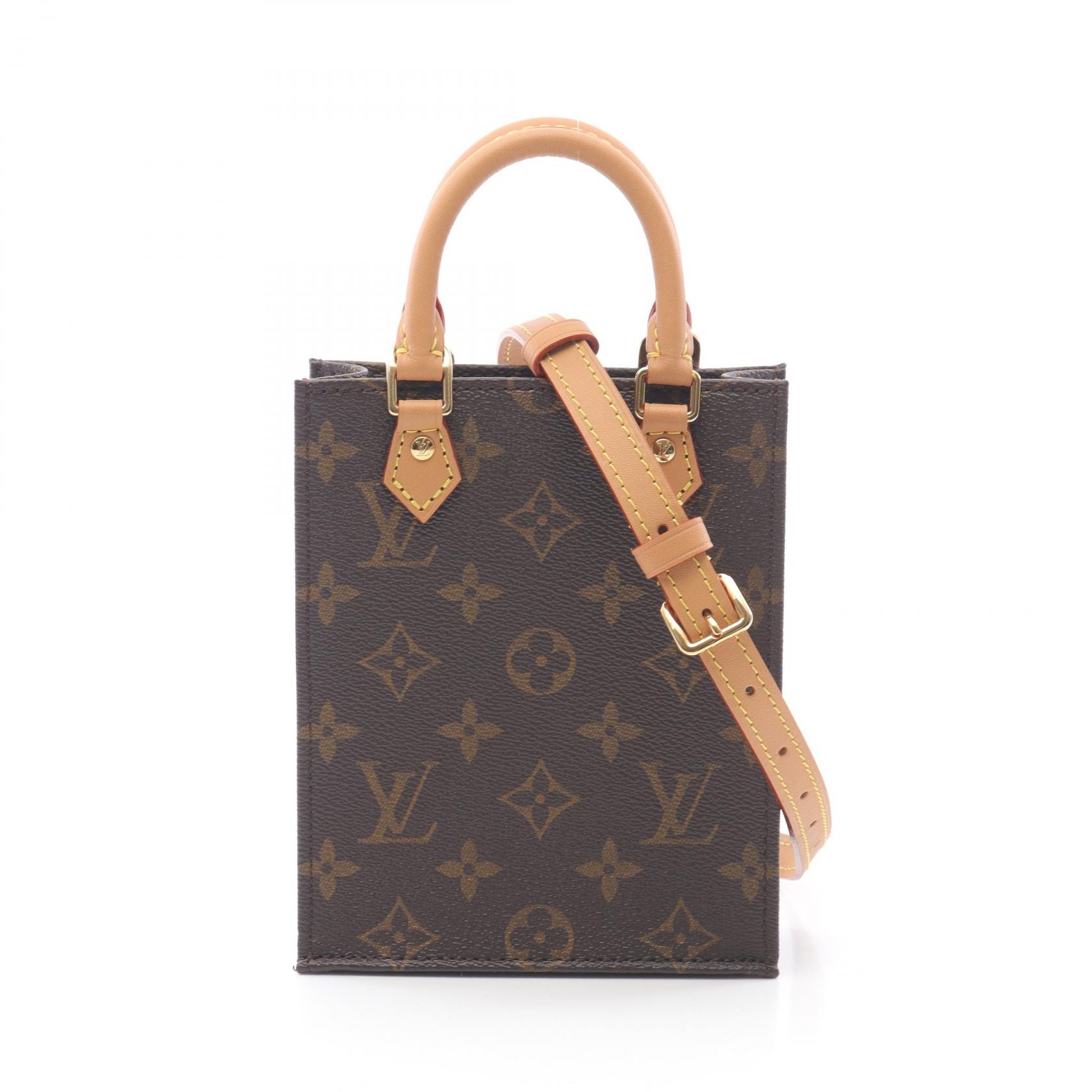ルイ・ヴィトン LOUIS VUITTON プティット サックプラ ハンドバッグ バッグ PVCコーティングキャンバス レザー モノグラム レディース ブラウン系 M81295 【中古】