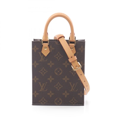 ルイ・ヴィトン LOUIS VUITTON プティット サックプラ ハンドバッグ バッグ PVCコーティングキャンバス レザー モノグラム レディース ブラウン系 M81295 【中古】