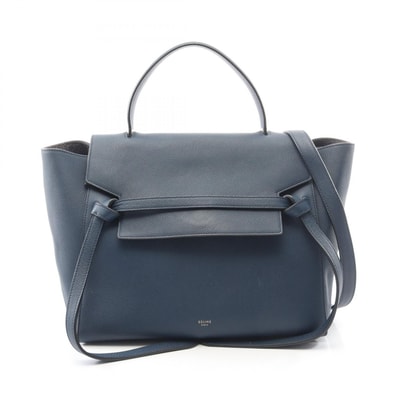 セリーヌ CELINE BELT BAG MINI ベルトバッグ ミニ 2WAY ハンドバッグ バッグ レザー レディース ネイビー系 【中古】