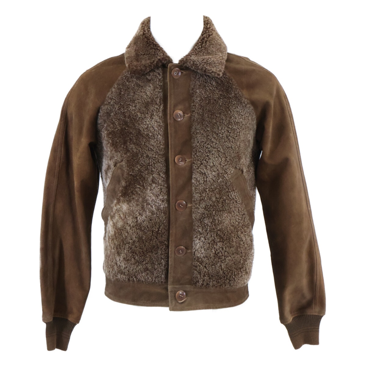 ダブルアールエル 美品 25SS MNRROTW16020158 シアリングパネルド ラフアウトスエードジャケット XS