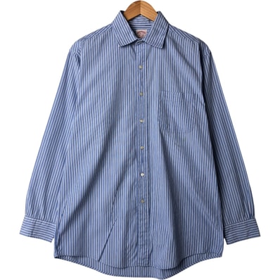 古着 ブルックスブラザーズ Brooks Brothers Est.1818 マルチストライプ ワイドカラー 長袖 コットンストライプシャツ メンズM相当/eaa575395