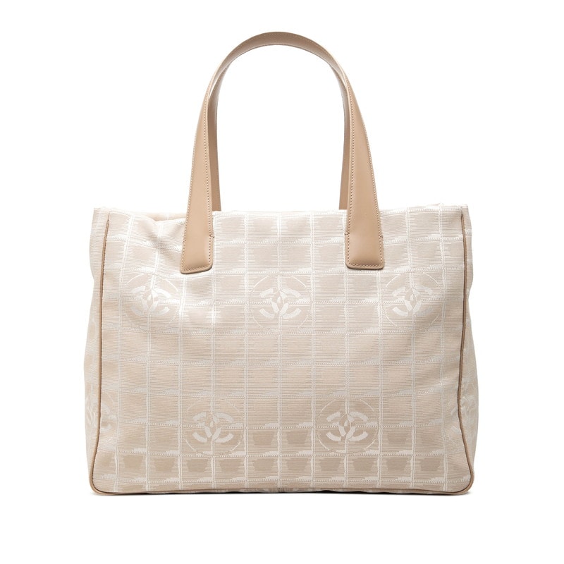 シャネル ココマーク ニュートラベルライン トートMM トートバッグ ハンドバッグ ベージュ ナイロン レザー レディース CHANEL 中古