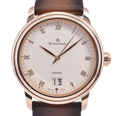 ブランパン Blancpain 6850-3642-55 ヴィルレ K18RG ダブルウィンドウ オパリン 自動巻き メンズ 良品 箱付き 腕時計 J#150169