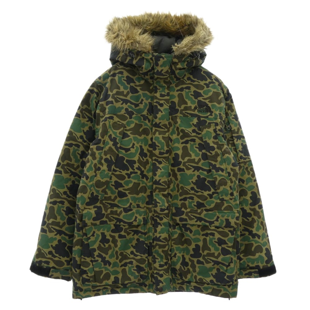 THE NORTH FACE ノースフェイス ダウンジャケット ND18992 SNOOP DOWN JACKET スヌープ ダウンジャケット カモ柄 ファー マルチカラー系 L【中古】