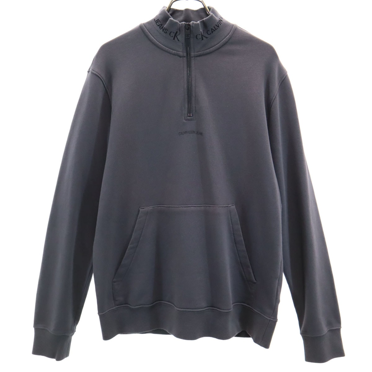 Calvin klein Jeans カルバンクラインジーンズ 長袖 ハーフジップ スウェット S チャコールグレー