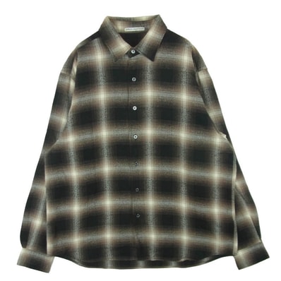 uniform experiment ユニフォームエクスペリメント 24AW UE-242042 FADE SHIRT オンブレ チェック フェード 長袖 シャツ ブラウン系 ブラック系 2【中古】