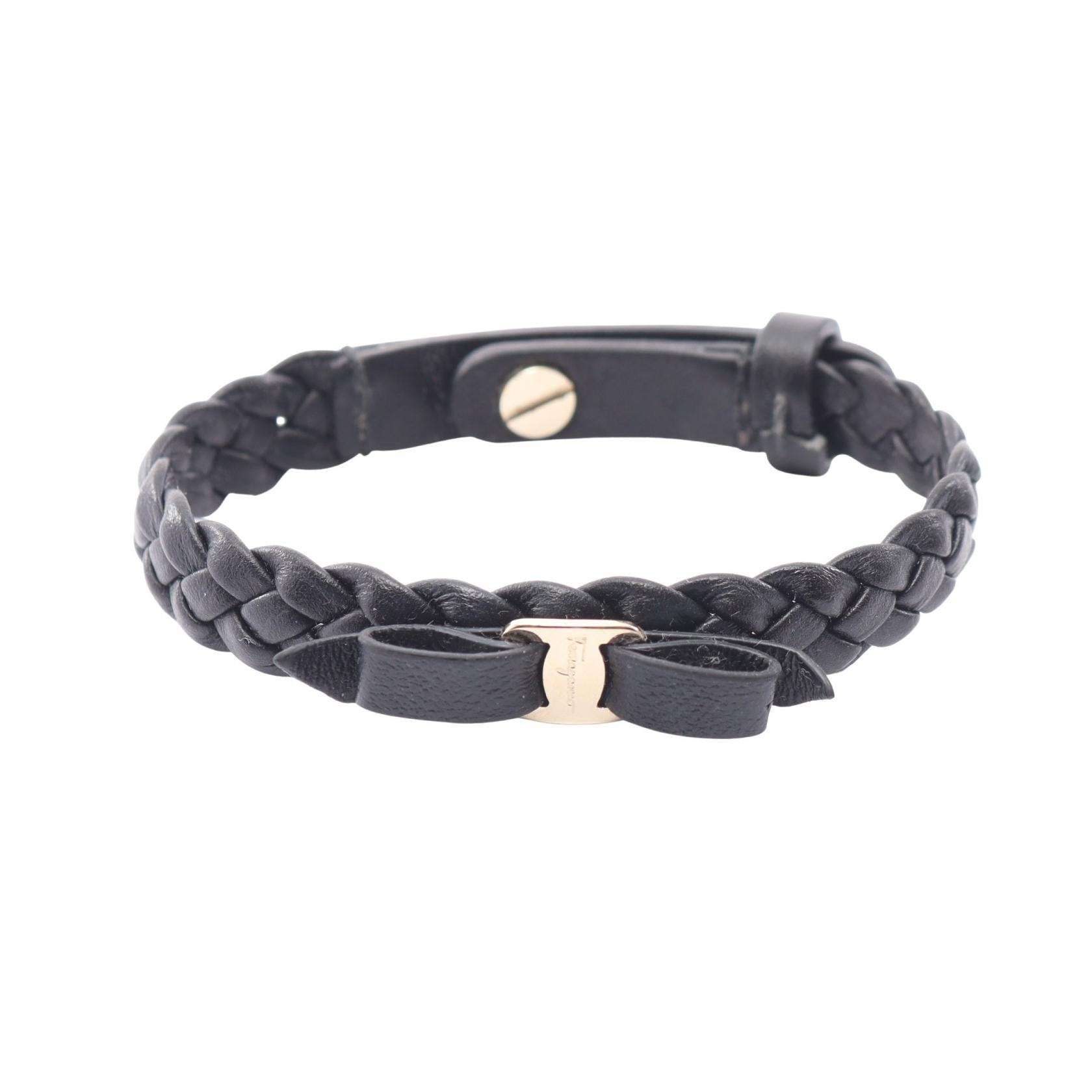 サルヴァトーレフェラガモ Salvatore Ferragamo ヴァラリボン ブレスレット アクセサリー レザー レディース ブラック系 / ゴールド系 【中古】