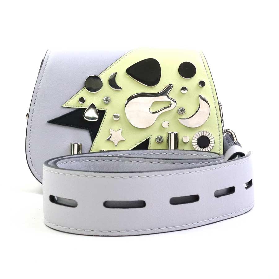 トッズ TOD’S ショルダーバッグ ダブルT レザー/メタル ライトグレー/ライトイエロー レディース【中古】 h32319a