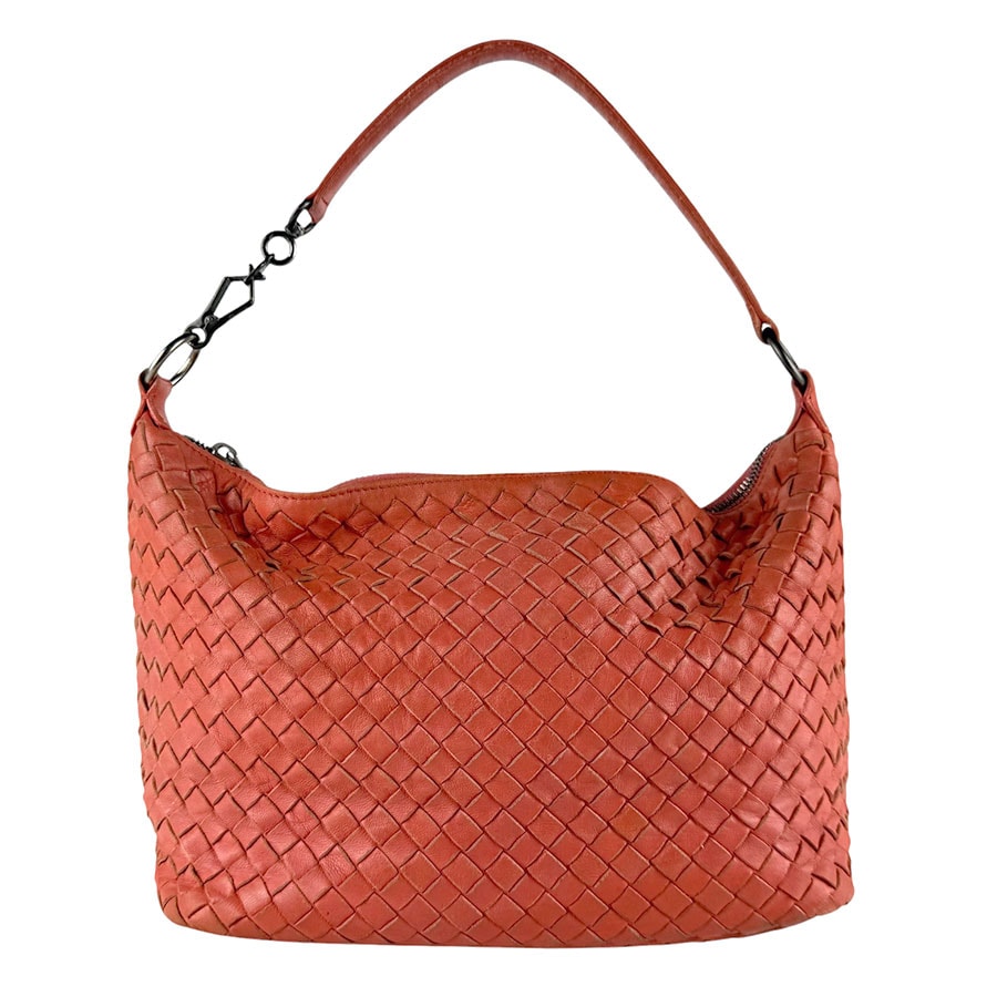 ボッテガヴェネタ BOTTEGAVENETA ショルダーバッグ イントレチャート レザー オレンジ レディース【中古】 z9562