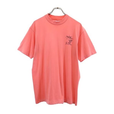 Hanes ヘインズ 80s 90s USA製 ヴィンテージ プリント 半袖 Tシャツ L ピンク系