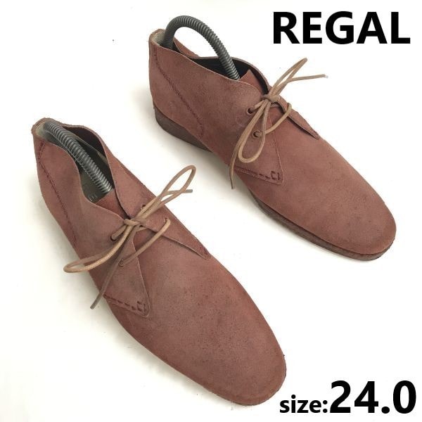 REGAL/リーガル★スエードレザー/チャッカブーツ/デザートブーツ【size:24.0/メンズ/大きめ/red/赤茶】dress/Shoes/trainers◆sG-134