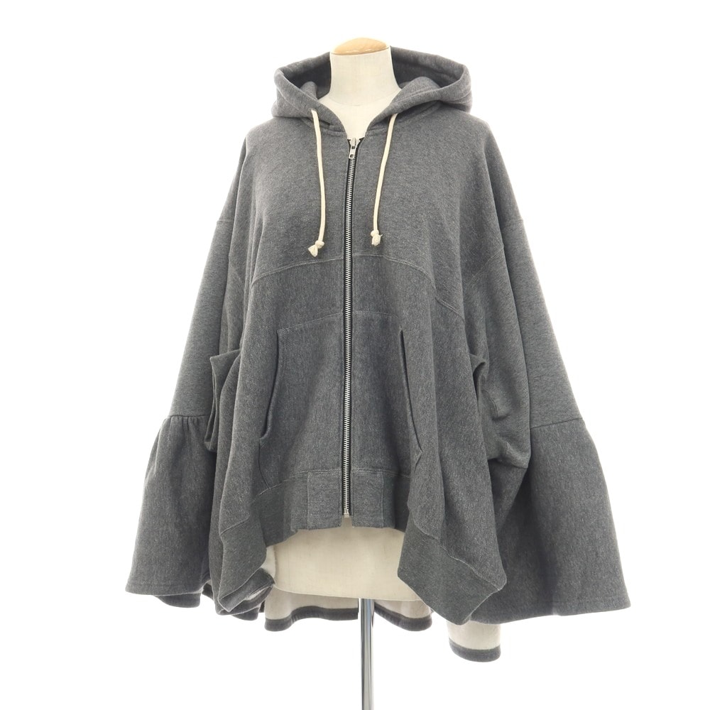 【中古】ジュンヤワタナベ JUNYA WATANABE 2023年秋冬 コットン 変形 ジップアップ パーカー グレー【サイズM】【レディース】