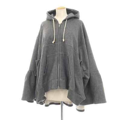 【中古】ジュンヤワタナベ JUNYA WATANABE 2023年秋冬 コットン 変形 ジップアップ パーカー グレー【サイズM】【レディース】